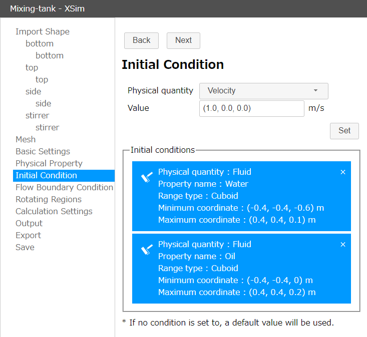 Setting initial fluid distribution at Initial Condition