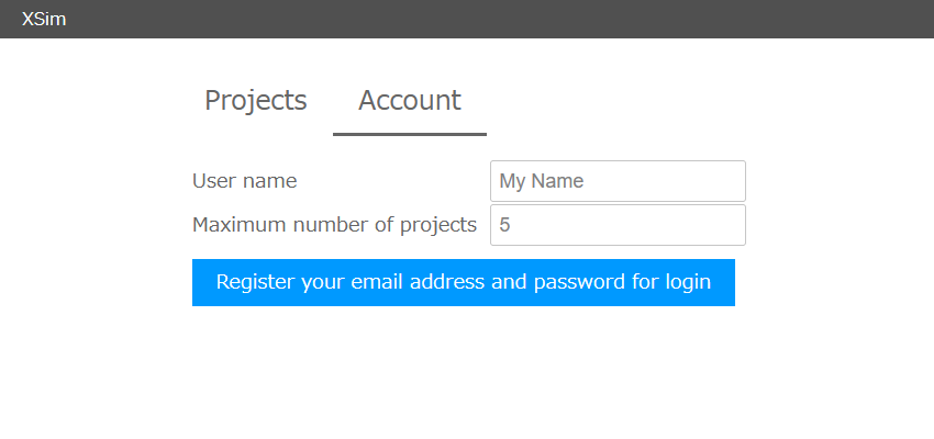 The registration button on the user page